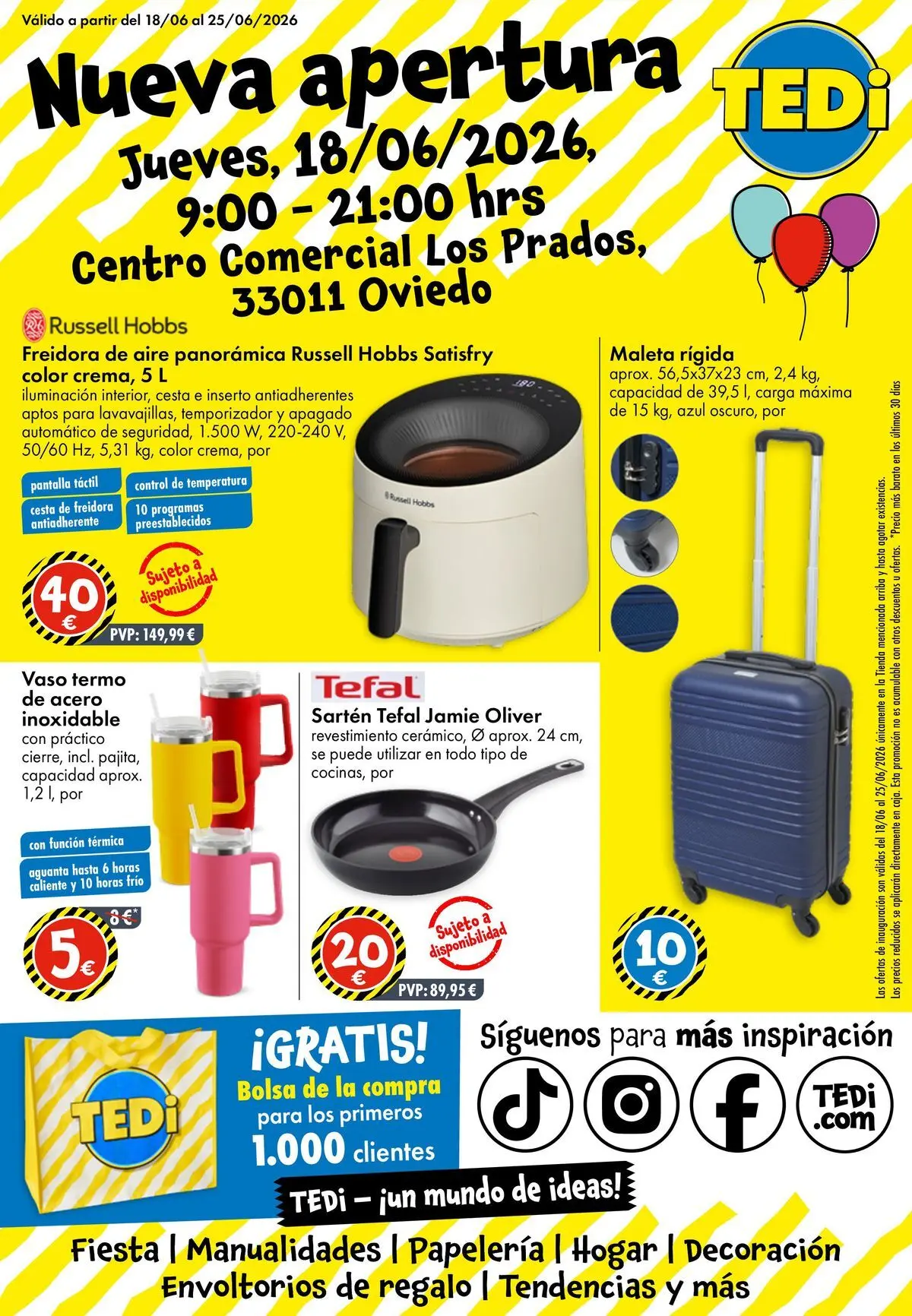 TEDi Tedi Catálogo hasta 20.06.2026 13/06/2026 - 20/06/2026 | Página: 1 | Productos: Maleta, Bolsa, Freidora, Cesta