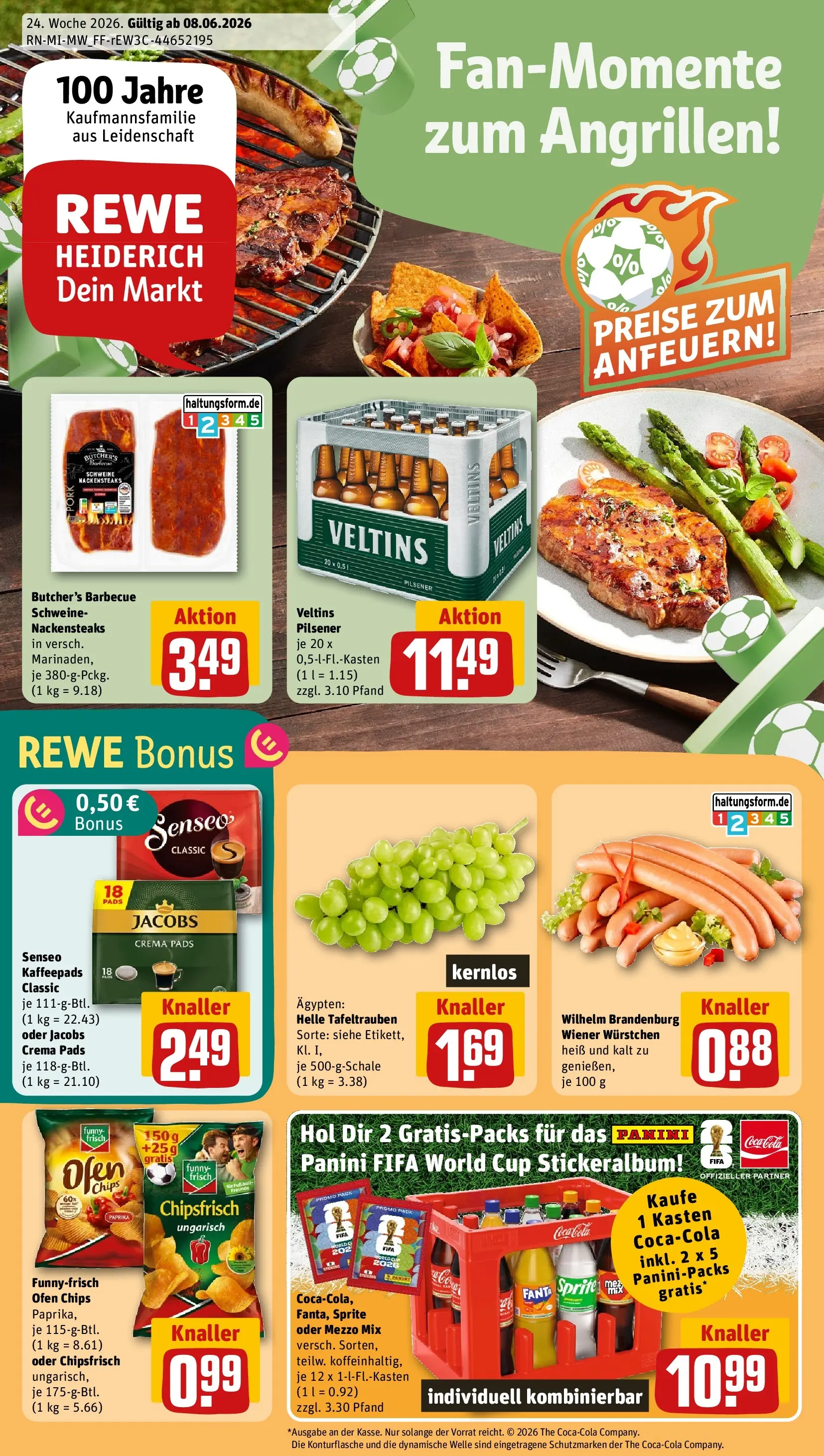 REWE Prospekt ab 08.06.2026 zum Blättern » Angebote | Seite: 1 | Produkte: Sprite, Senseo kaffeepads, Chips, Veltins
