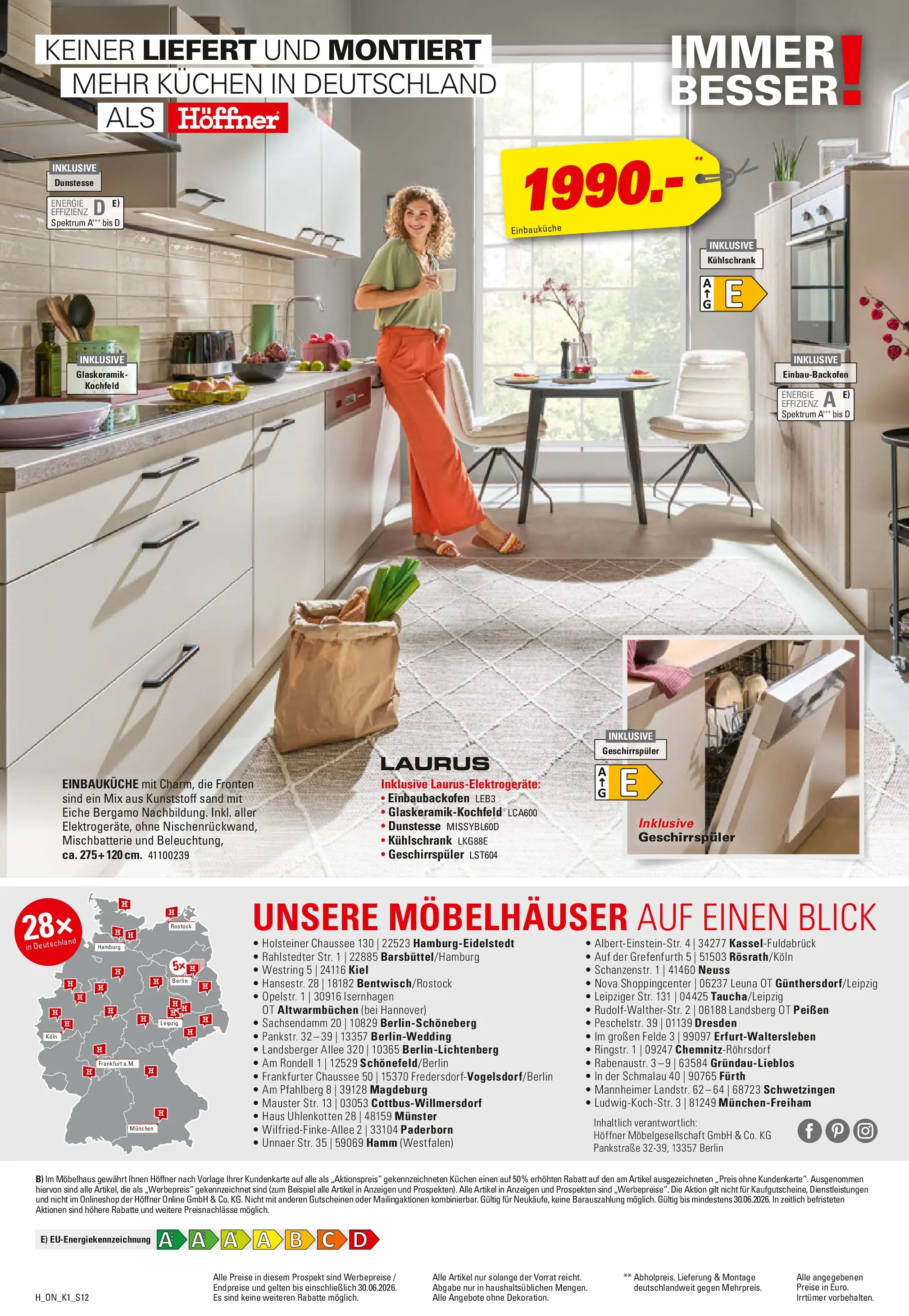 Höffner Prospekt Barsbüttel (ab 06.05.2026) zum Blättern | Seite: 12 | Produkte: Geschirrspüler, Einbauküche, Kühlschrank, Kochfeld