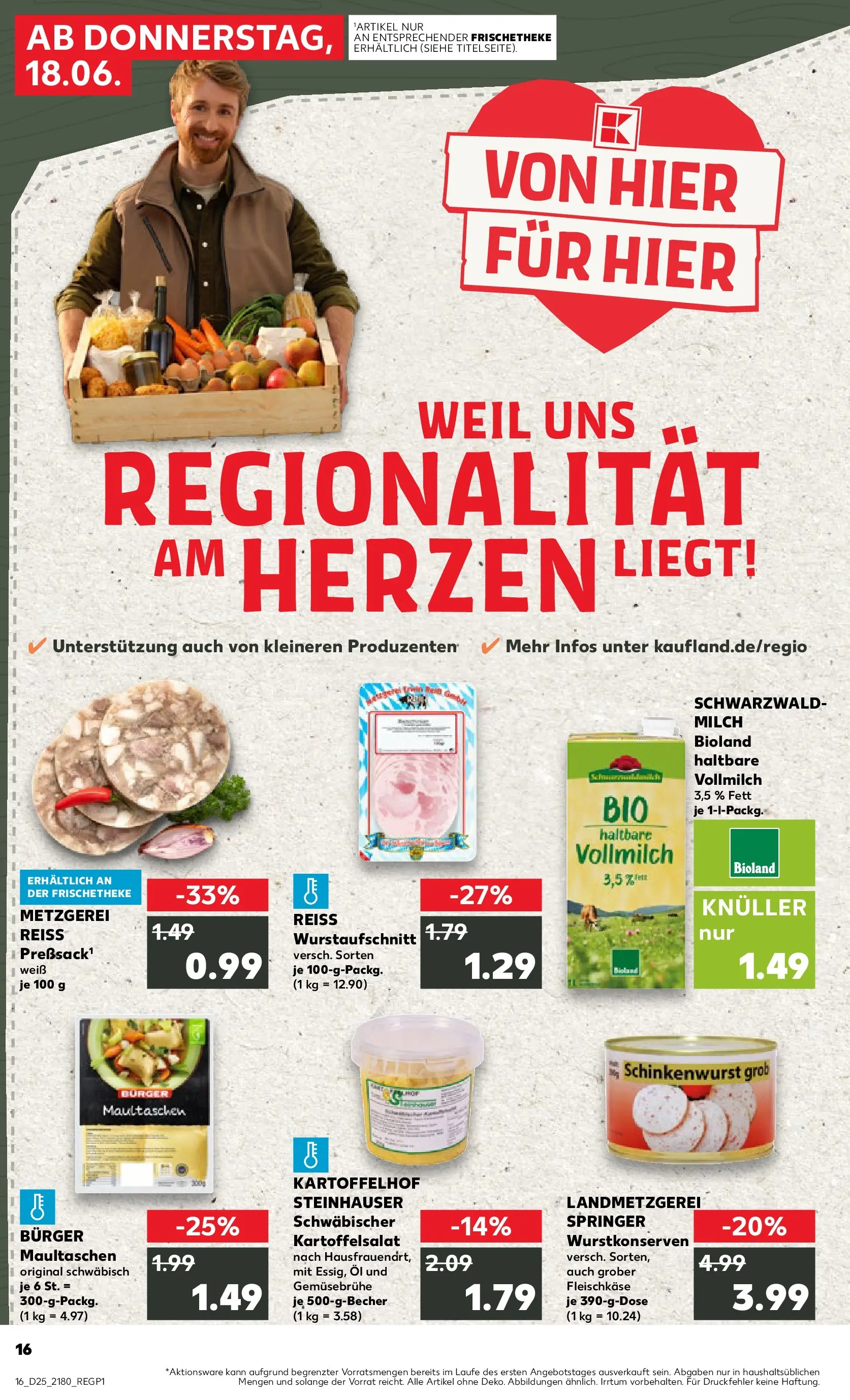Prospekt Kaufland ab 14.06.2026 » Angebote Online zum Blättern | Seite: 21 | Produkte: Milch, Öl, Burger, Maultaschen