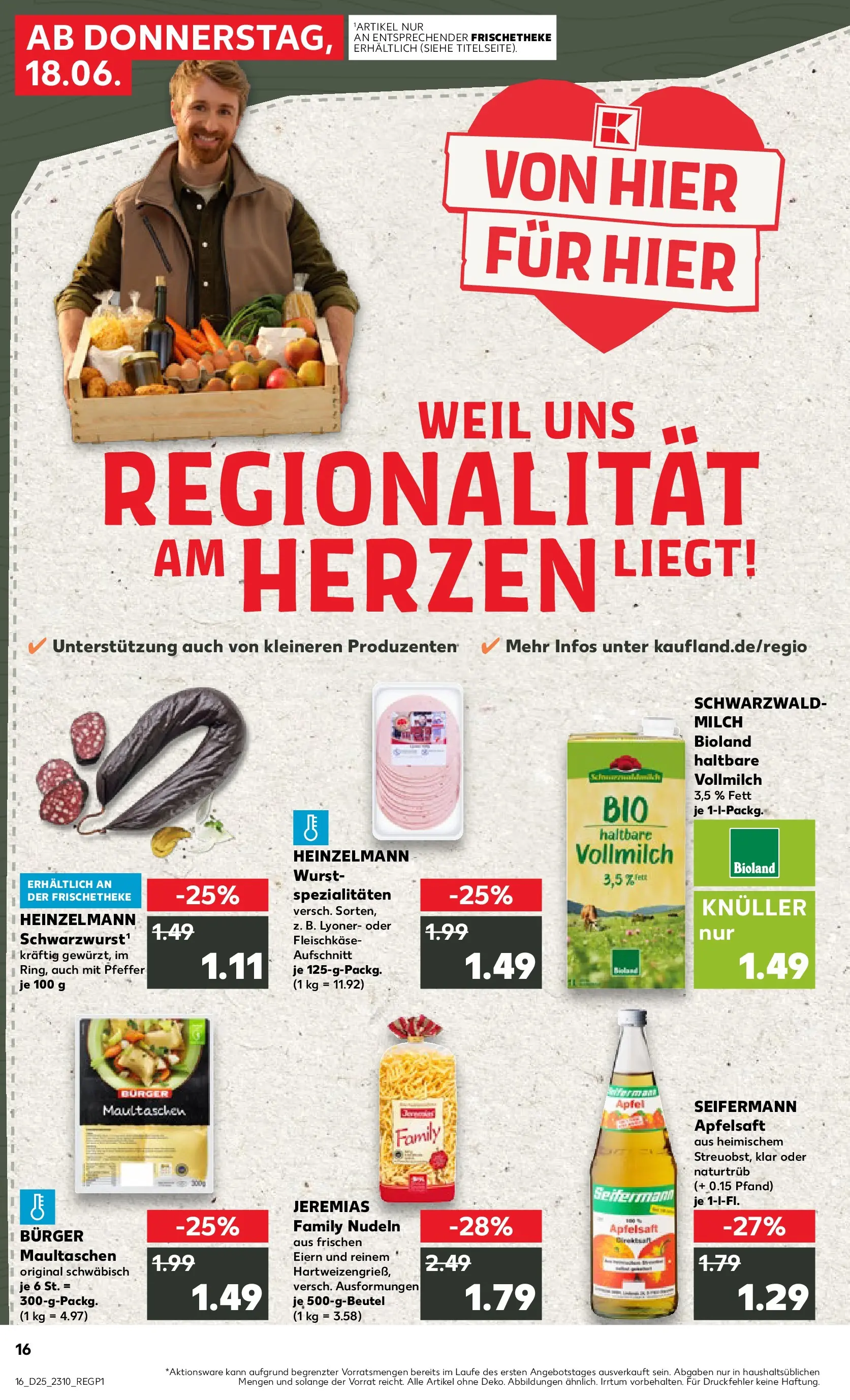 Prospekt Kaufland ab 14.06.2026 » Angebote Online zum Blättern | Seite: 21 | Produkte: Milch, Wurst, Nudeln, Maultaschen
