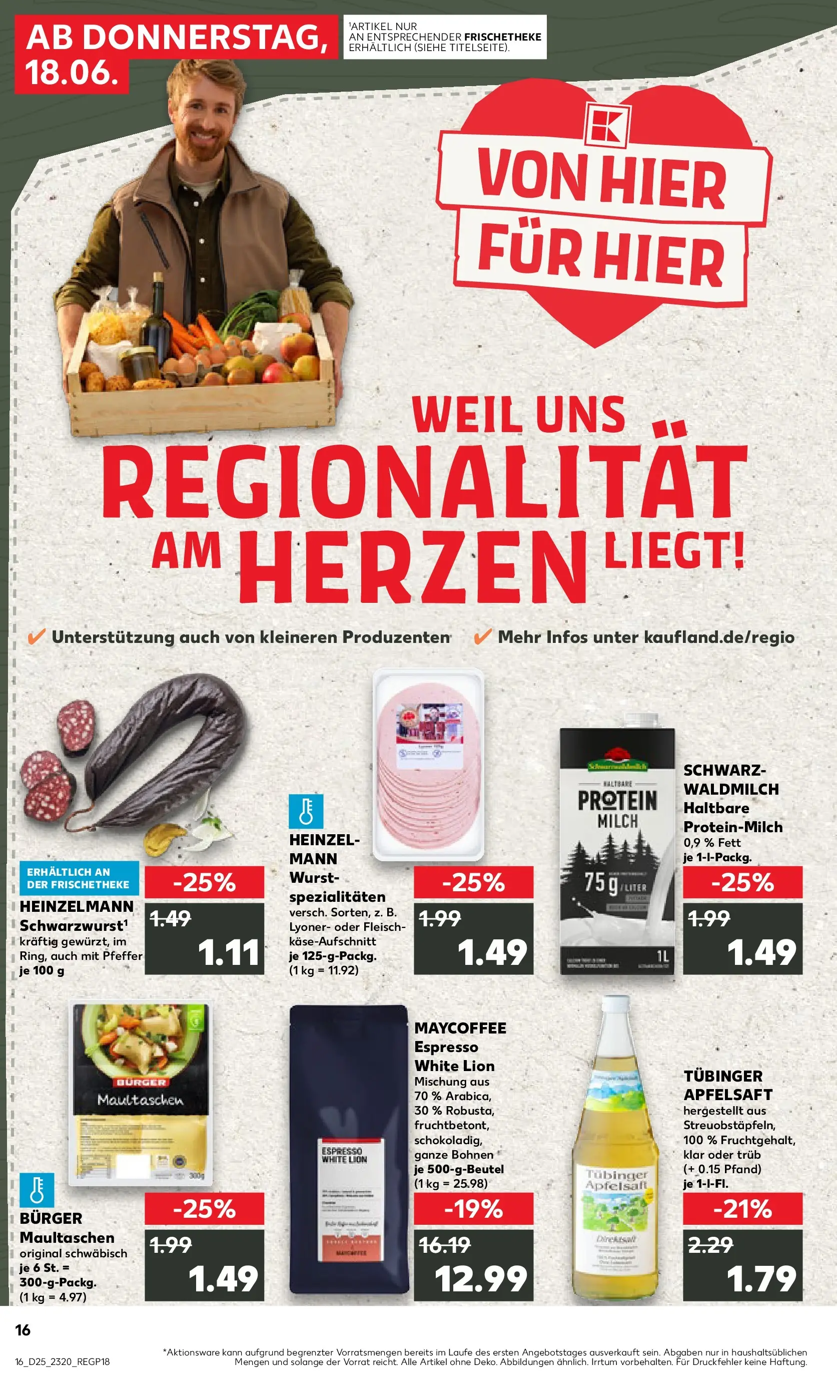Prospekt Kaufland ab 14.06.2026 » Angebote Online zum Blättern | Seite: 21 | Produkte: Milch, Pfeffer, Wurst, Maultaschen