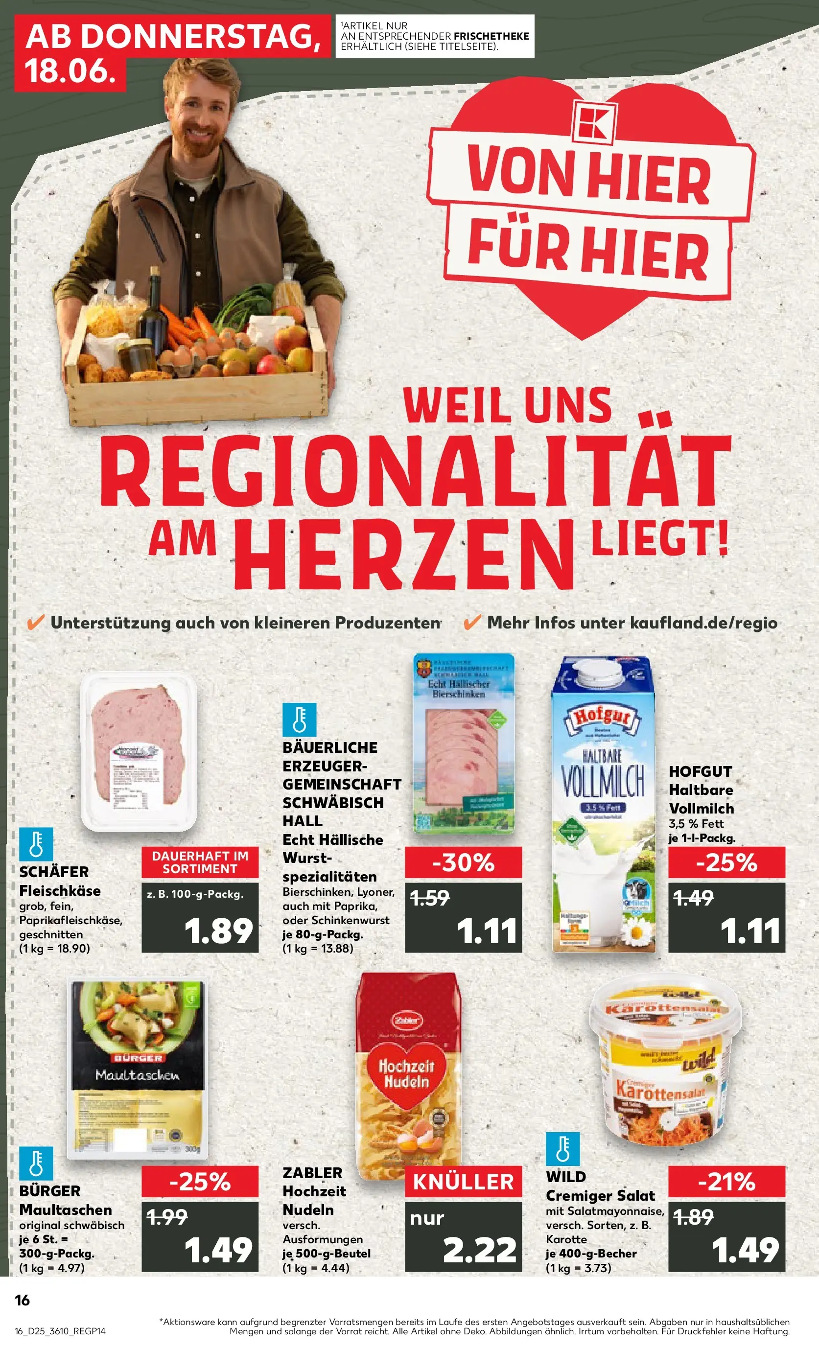 Prospekt Kaufland ab 14.06.2026 ยป Angebote und Werbung Online | Seite: 25 | Produkte: Burger, Nudeln, Karotte, Salat Prospekt Kaufland ab 14.06.2026 ยป Angebote Online zum Blรคttern | Seite: 25 | Produkte: Burger, Nudeln, Karotte, Salat