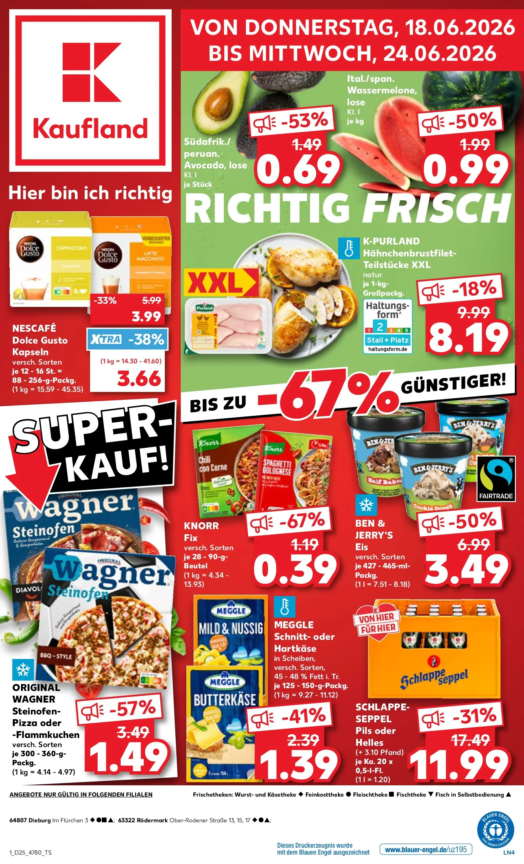 Prospekt Kaufland ab 14.06.2026 » Angebote Online zum Blättern | Seite: 6 | Produkte: Knorr fix, Avocado, Wassermelone, Eis