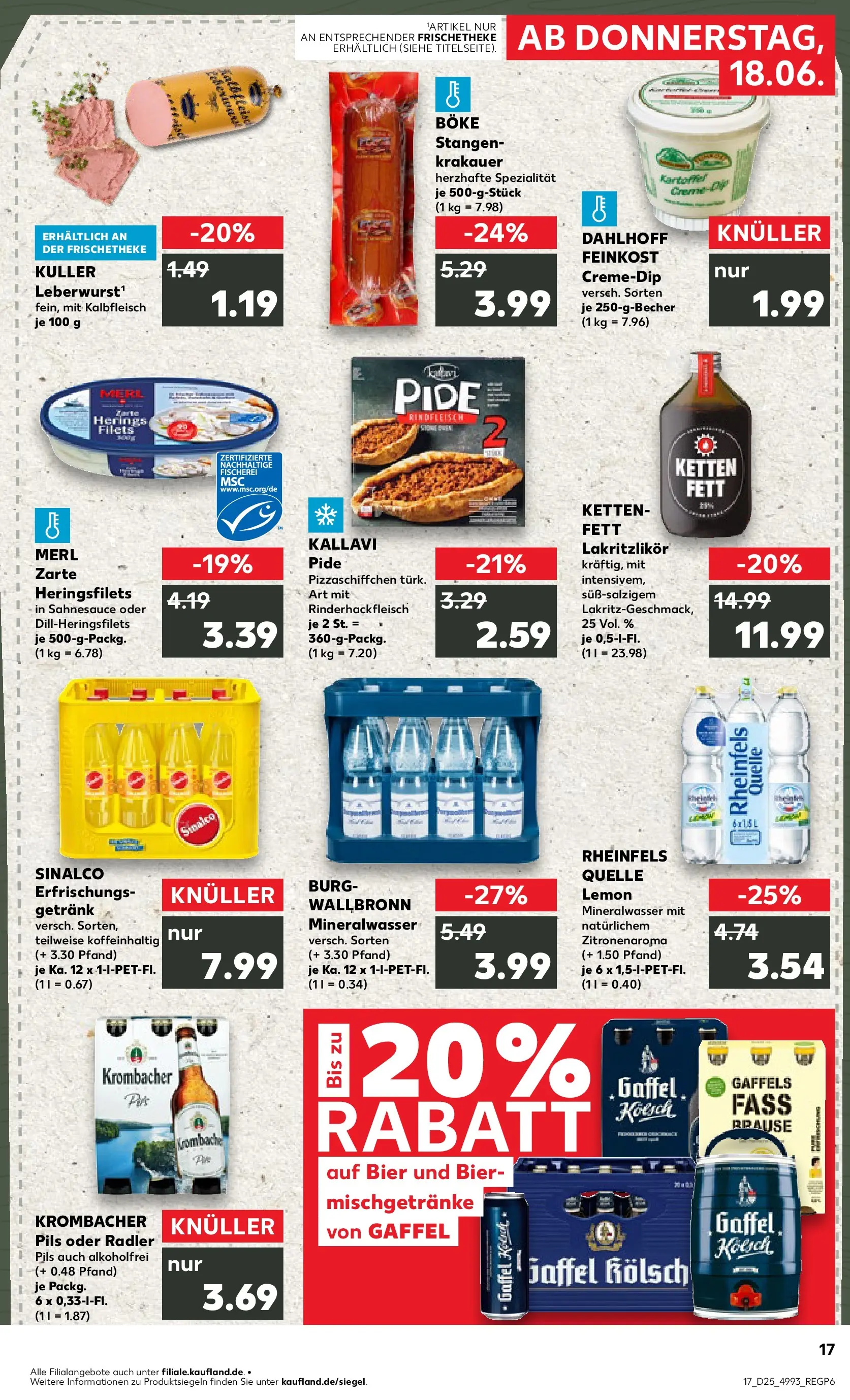 Prospekt Kaufland ab 14.06.2026 » Angebote Online zum Blättern | Seite: 26 | Produkte: Sinalco, Bier, Krombacher, Fleisch
