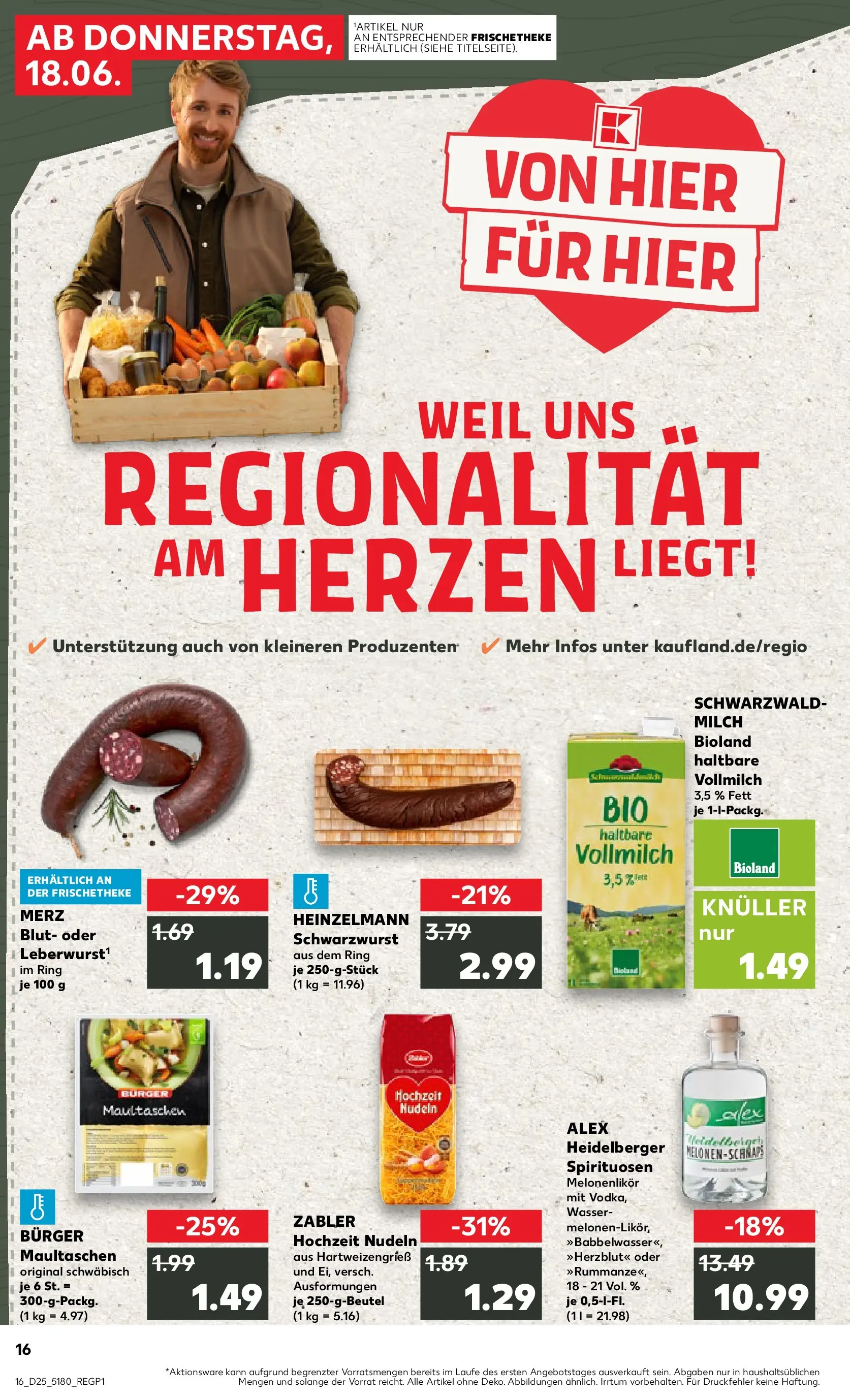 Prospekt Kaufland ab 14.06.2026 » Angebote Online zum Blättern | Seite: 21 | Produkte: Milch, Burger, Nudeln, Maultaschen