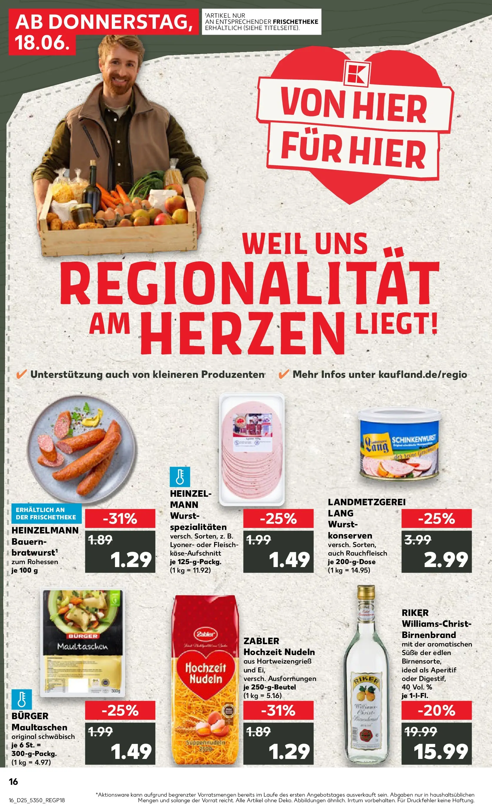 Prospekt Kaufland ab 14.06.2026 ยป Angebote und Werbung Online | Seite: 25 | Produkte: Bratwurst, Nudeln, Maultaschen, Fleisch Prospekt Kaufland ab 14.06.2026 ยป Angebote Online zum Blรคttern | Seite: 25 | Produkte: Bratwurst, Nudeln, Maultaschen, Fleisch
