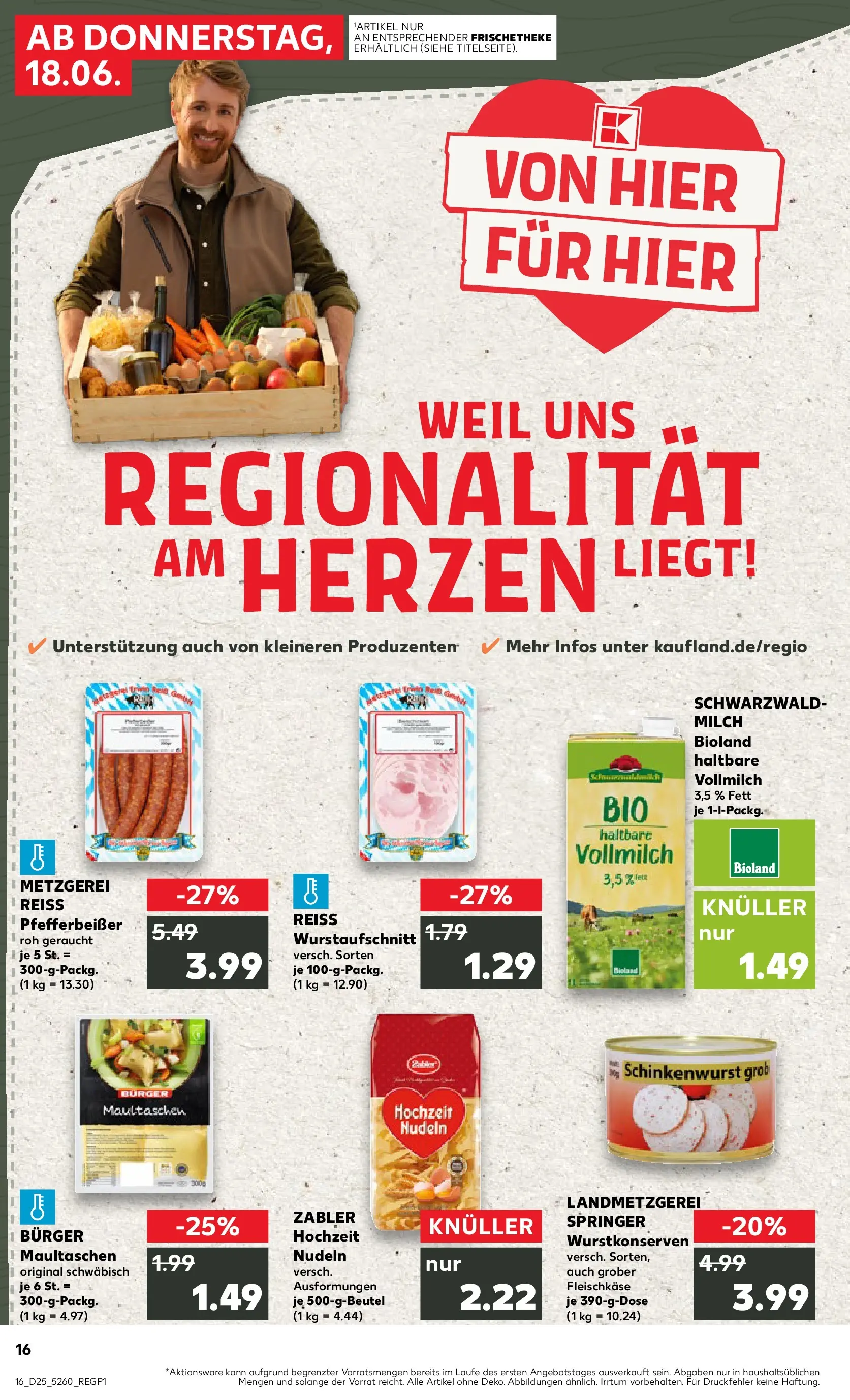 Prospekt Kaufland ab 14.06.2026 ยป Angebote und Werbung Online | Seite: 25 | Produkte: Milch, Burger, Nudeln, Maultaschen Prospekt Kaufland ab 14.06.2026 ยป Angebote Online zum Blรคttern | Seite: 25 | Produkte: Milch, Burger, Nudeln, Maultaschen