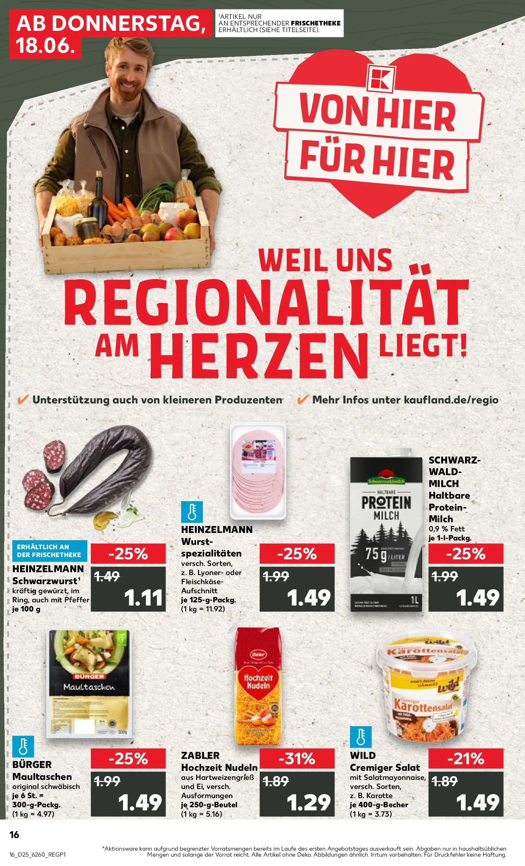 Prospekt Kaufland ab 15.06.2026 » Angebote Online zum Blättern | Seite: 1 | Produkte: Pfeffer, Maultaschen, Karotte, Salat