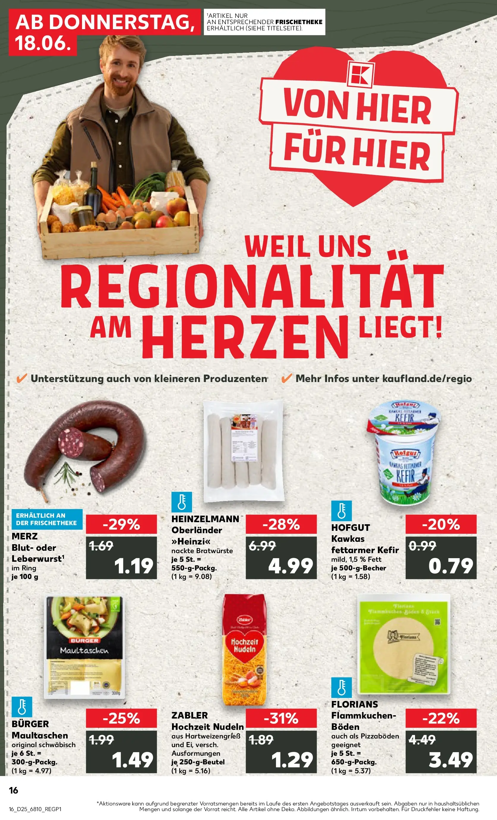 Prospekt Kaufland ab 14.06.2026 » Angebote Online zum Blättern | Seite: 21 | Produkte: Kefir, Burger, Nudeln, Maultaschen