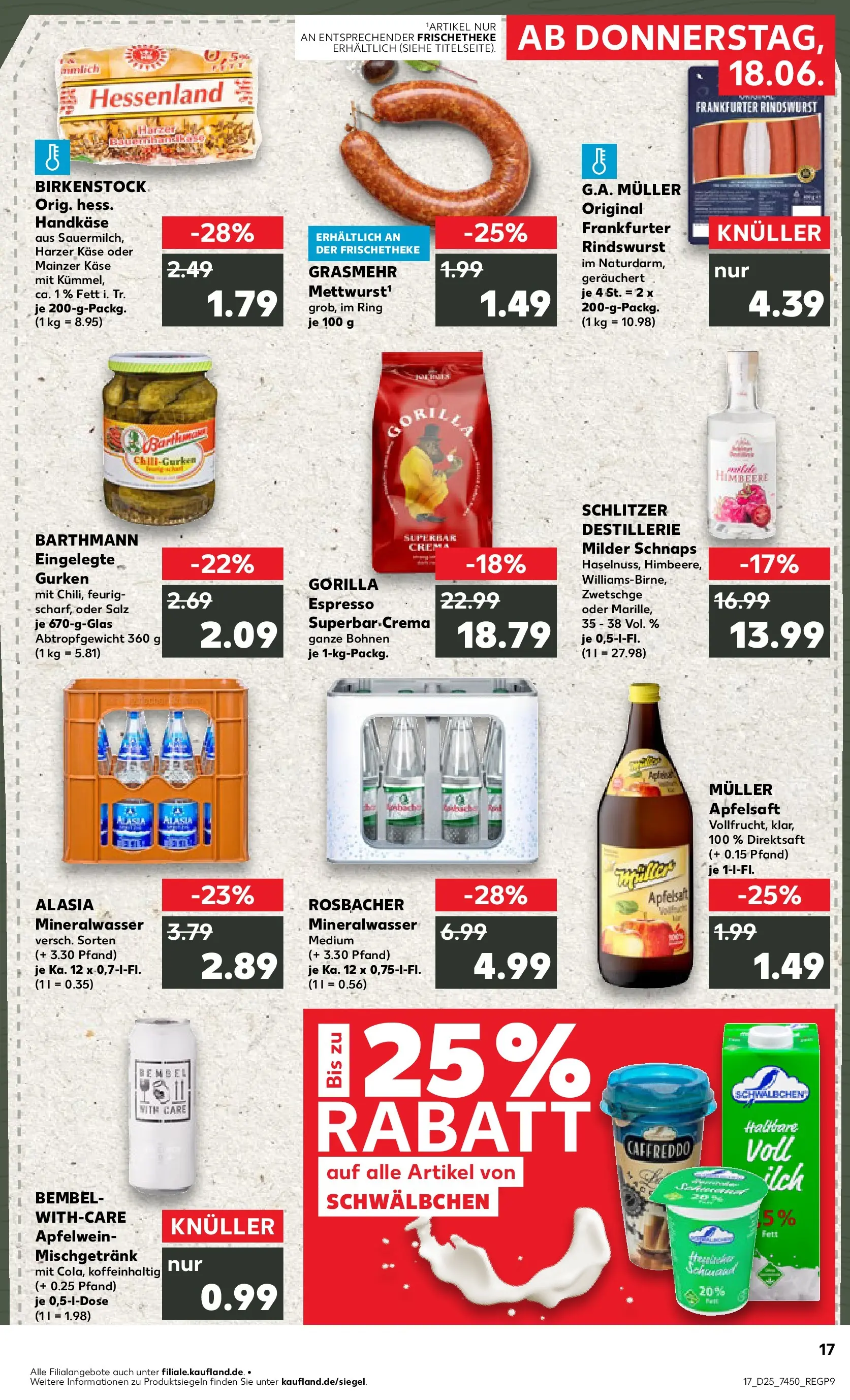 Prospekt Kaufland ab 14.06.2026 » Angebote Online zum Blättern | Seite: 26 | Produkte: Käse, Schnaps, Apfelsaft, Mineralwasser