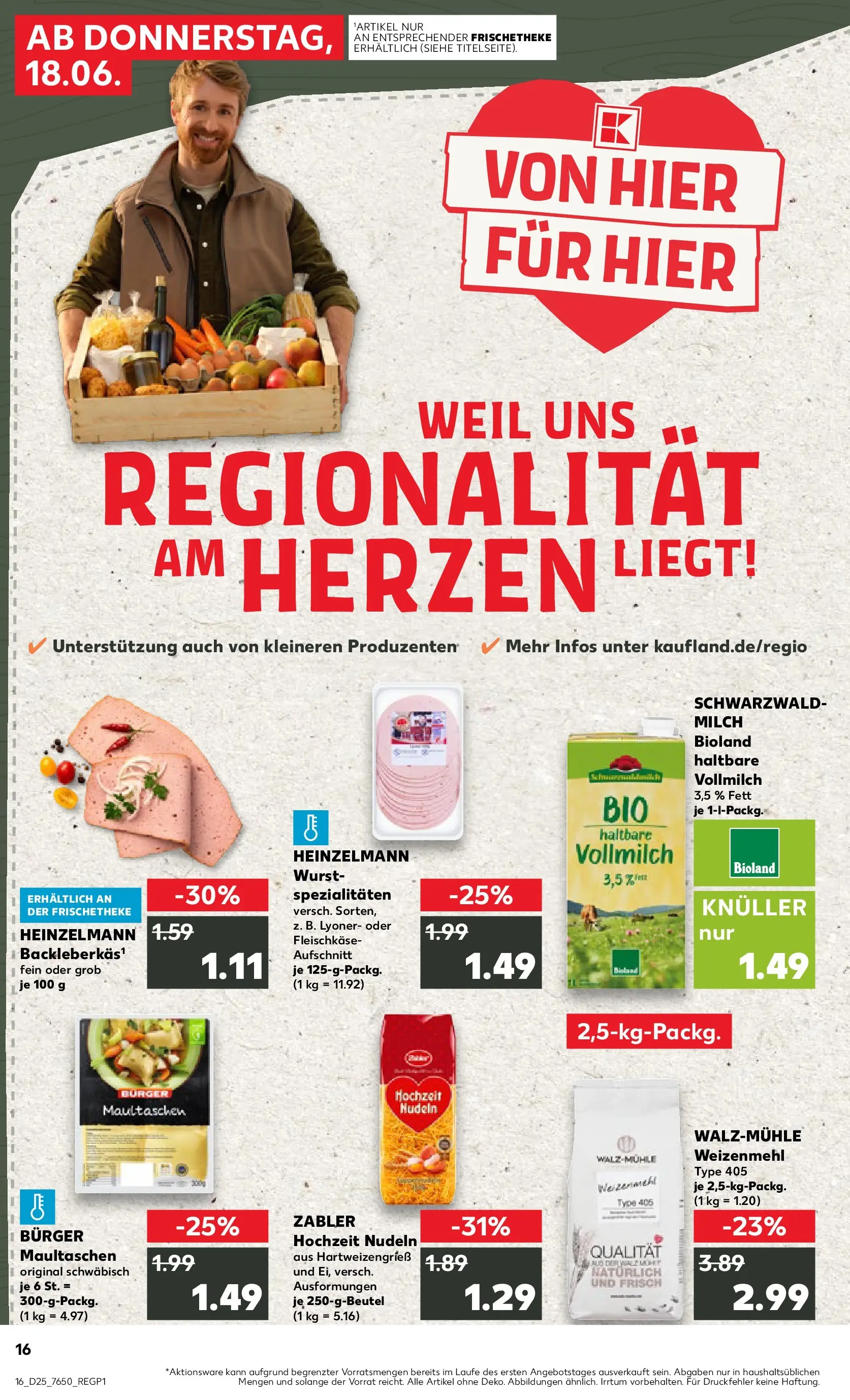 Prospekt Kaufland ab 14.06.2026 ยป Angebote und Werbung Online | Seite: 25 | Produkte: Milch, Burger, Weizenmehl, Wurst Prospekt Kaufland ab 14.06.2026 ยป Angebote Online zum Blรคttern | Seite: 25 | Produkte: Milch, Burger, Weizenmehl, Wurst