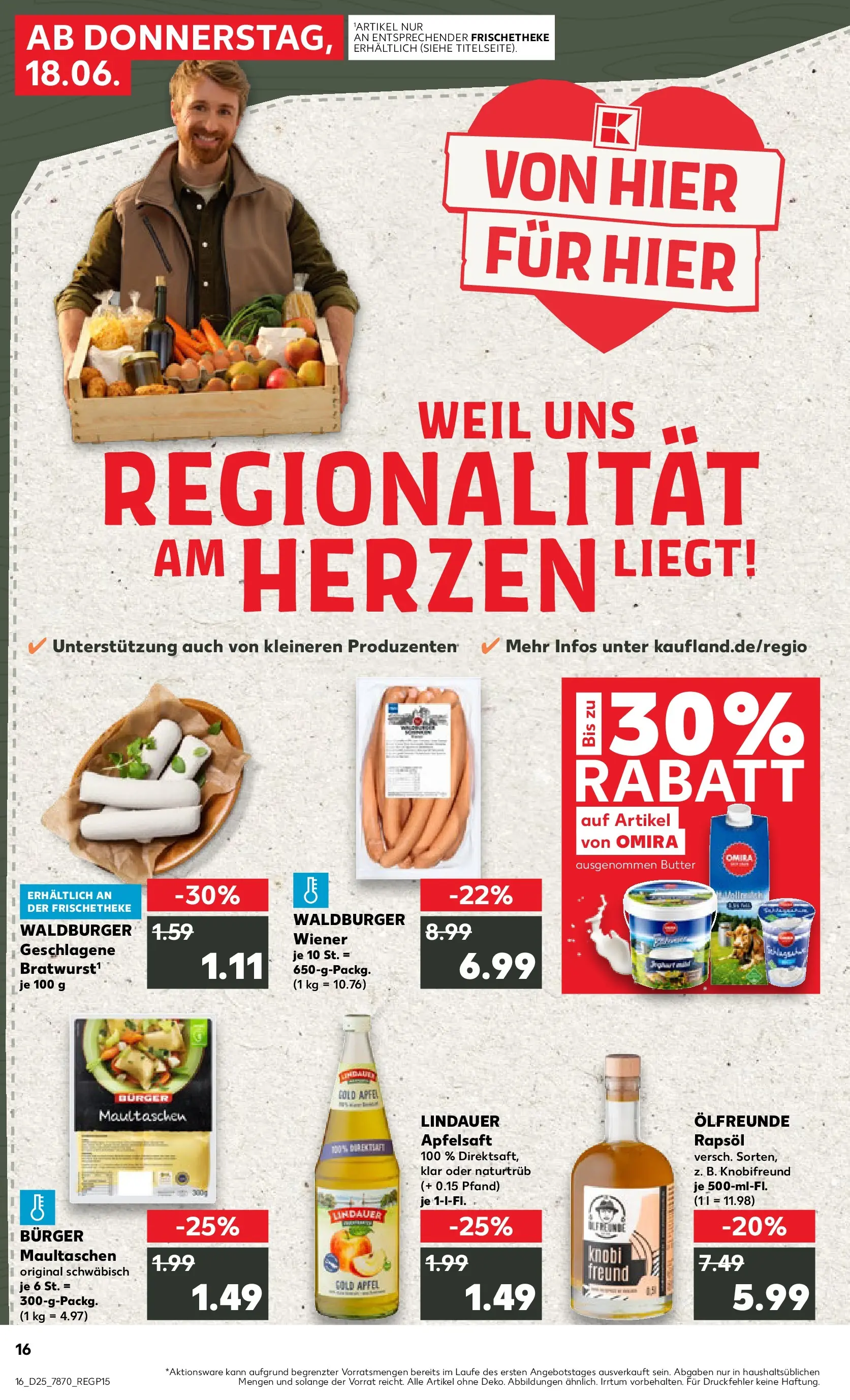 Prospekt Kaufland ab 14.06.2026 » Angebote Online zum Blättern | Seite: 21 | Produkte: Butter, Rapsöl, Bratwurst, Apple
