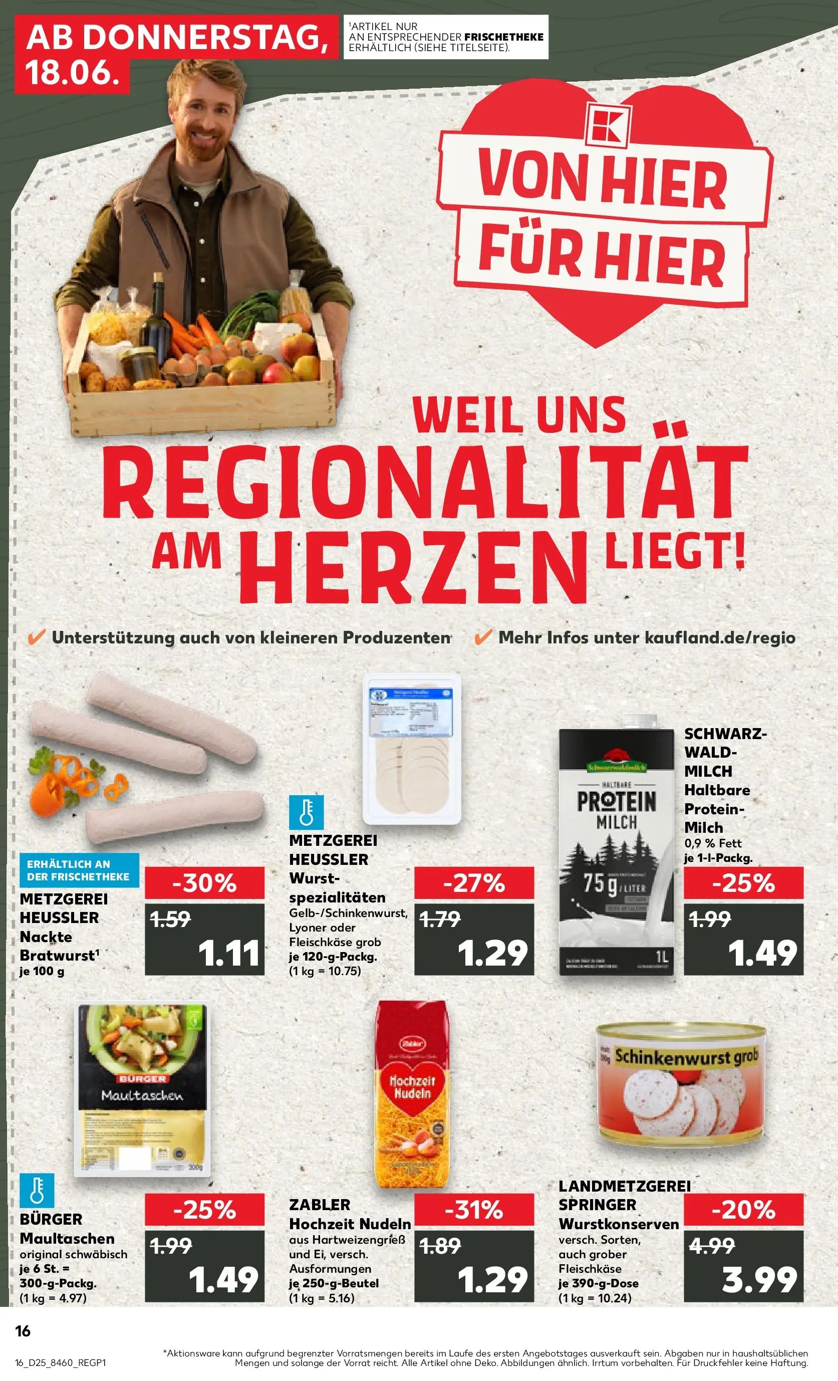Prospekt Kaufland ab 14.06.2026 » Angebote Online zum Blättern | Seite: 21 | Produkte: Milch, Bratwurst, Wurst, Maultaschen