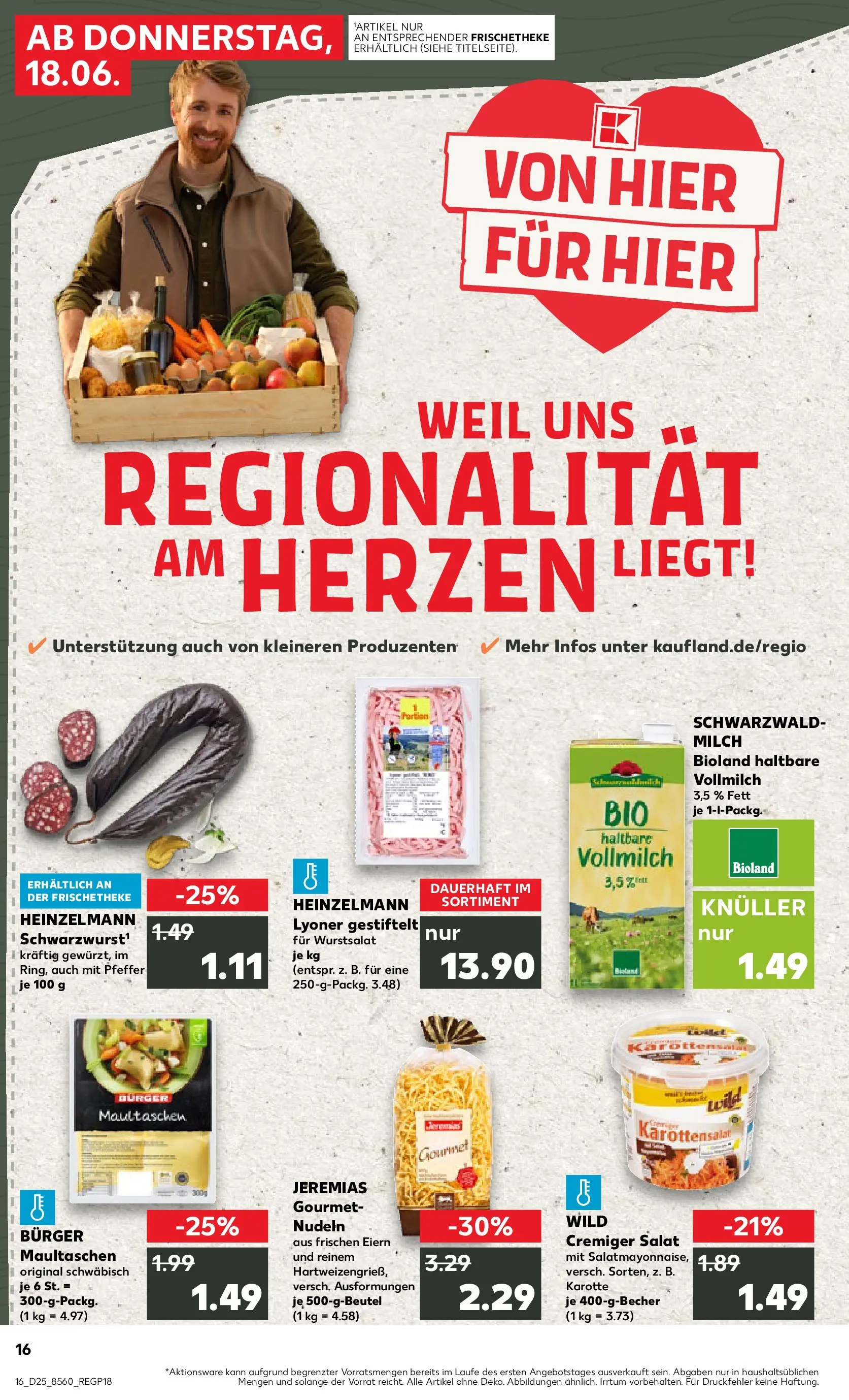 Prospekt Kaufland ab 14.06.2026 » Angebote Online zum Blättern | Seite: 21 | Produkte: Milch, Burger, Pfeffer, Maultaschen