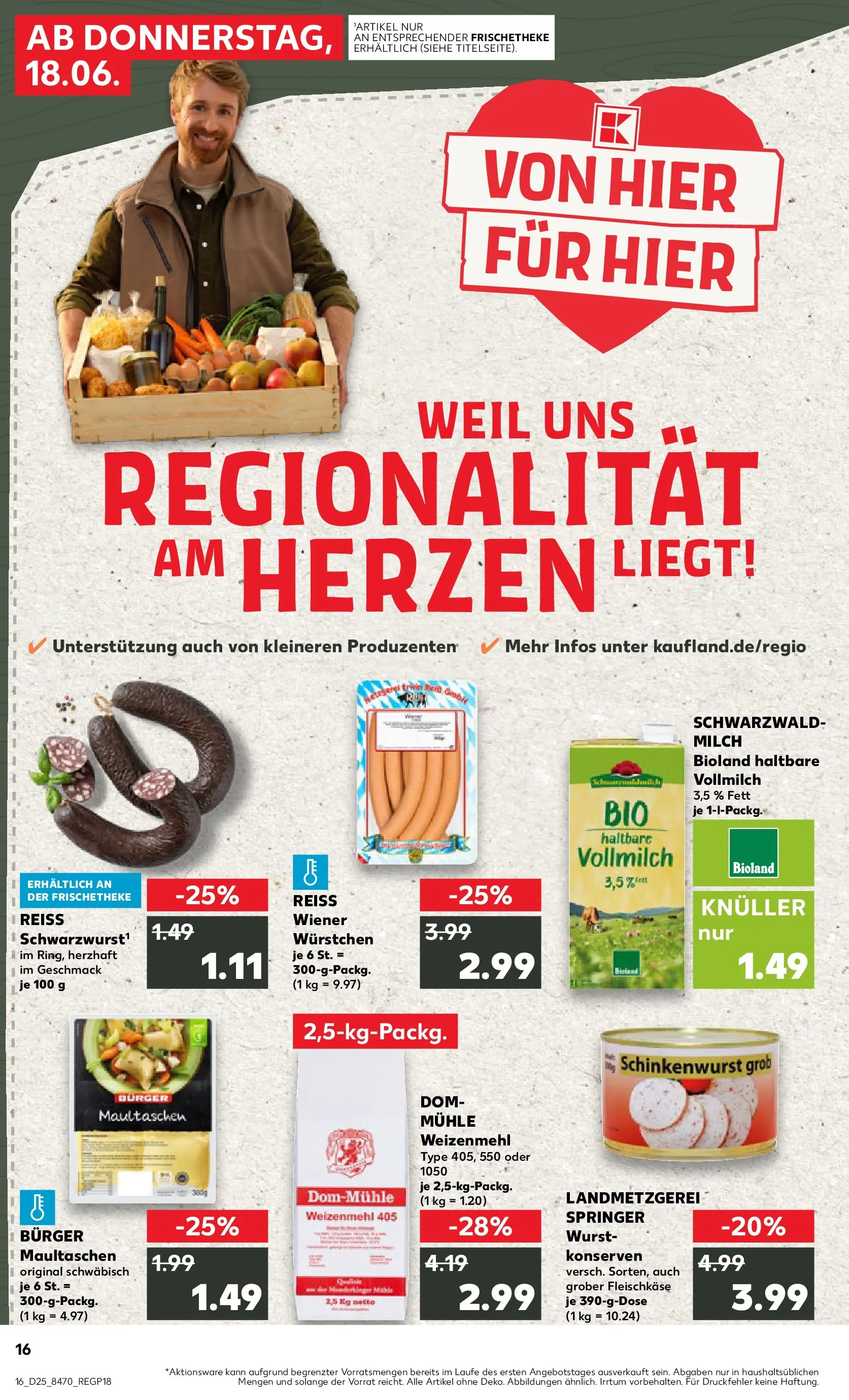 Prospekt Kaufland ab 14.06.2026 ยป Angebote und Werbung Online | Seite: 25 | Produkte: Mรผhle, Wiener wurstchen, Weizenmehl, Maultaschen Prospekt Kaufland ab 14.06.2026 ยป Angebote Online zum Blรคttern | Seite: 25 | Produkte: Mรผhle, Wiener wurstchen, Weizenmehl, Maultaschen