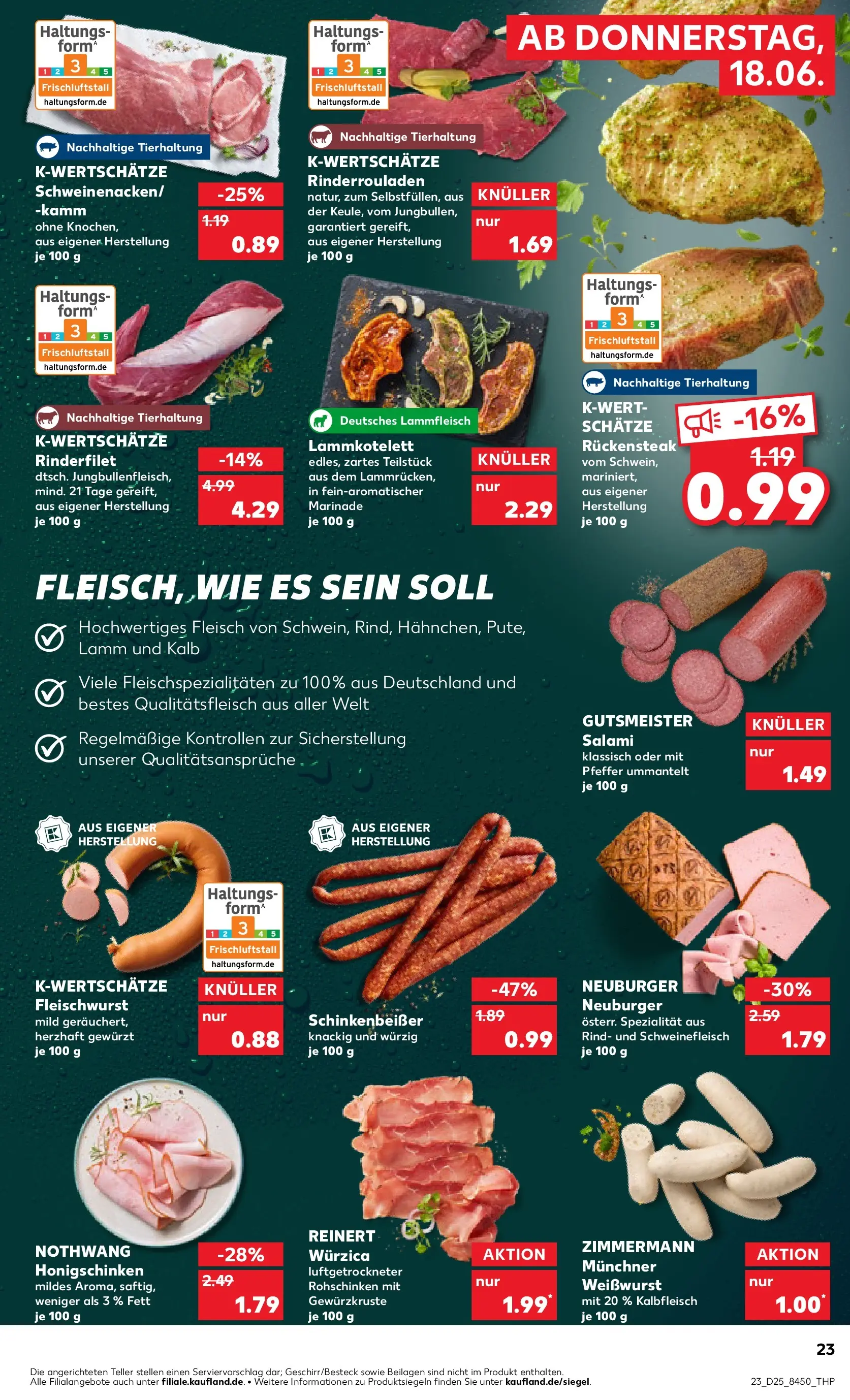 Prospekt Kaufland ab 14.06.2026 » Angebote Online zum Blättern | Seite: 28 | Produkte: Rinderrouladen, Weißwurst, Salami, Schweinefleisch