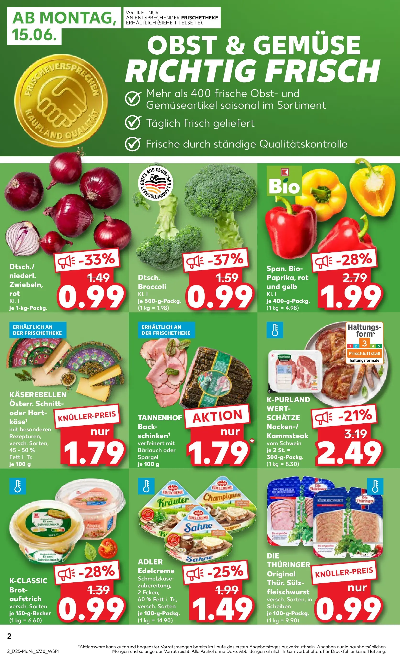Prospekt Kaufland ab 14.06.2026 » Angebote Online zum Blättern | Seite: 2 | Produkte: Käse, Schinken, Steak, Sahne