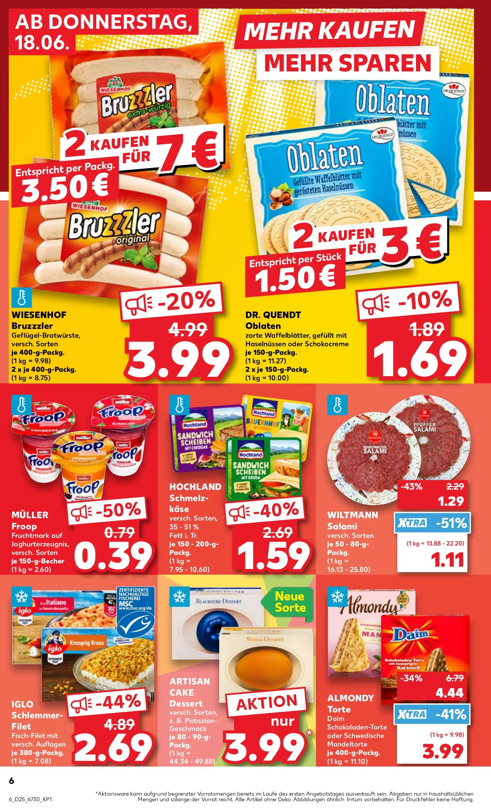 Prospekt Kaufland ab 14.06.2026 » Angebote Online zum Blättern | Seite: 15 | Produkte: Froop, Käse, Iglo, Salami