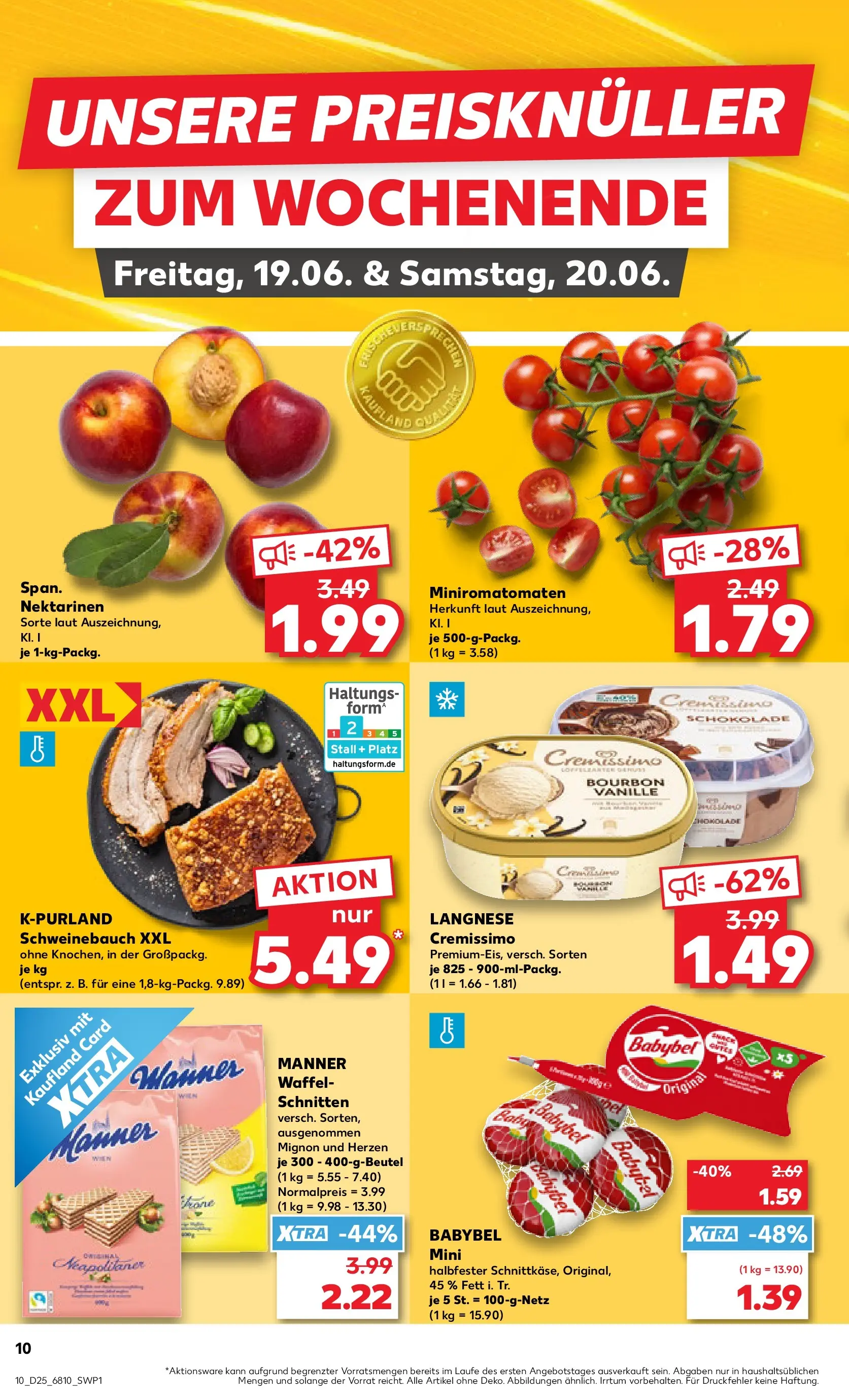 Prospekt Kaufland ab 14.06.2026 » Angebote Online zum Blättern | Seite: 15 | Produkte: Langnese cremissimo, Nektarinen, Schweinebauch, Babybel