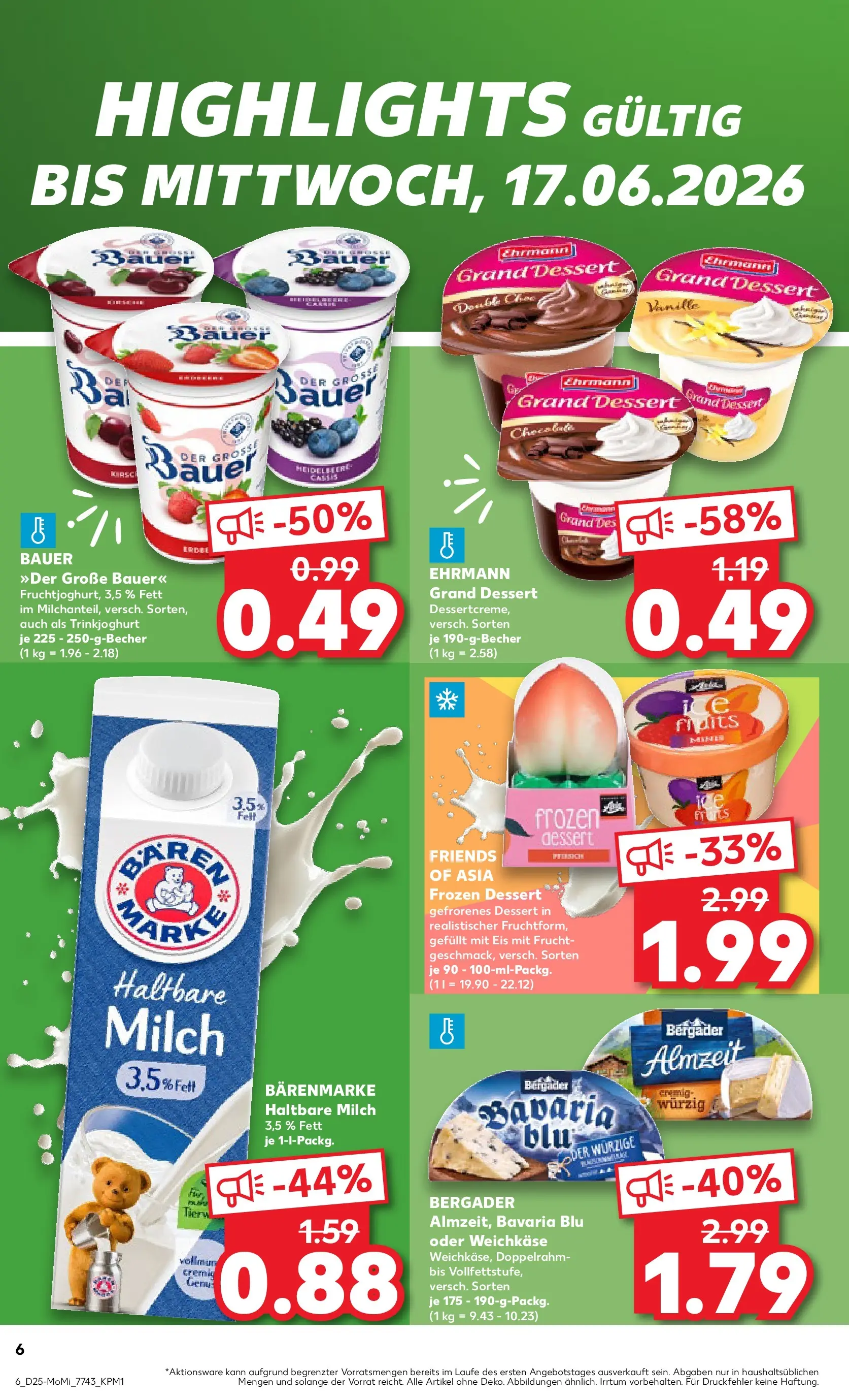 Prospekt Kaufland ab 14.06.2026 » Angebote Online zum Blättern | Seite: 6 | Produkte: Haltbare milch, Fruchtjoghurt, Trinkjoghurt, Eis
