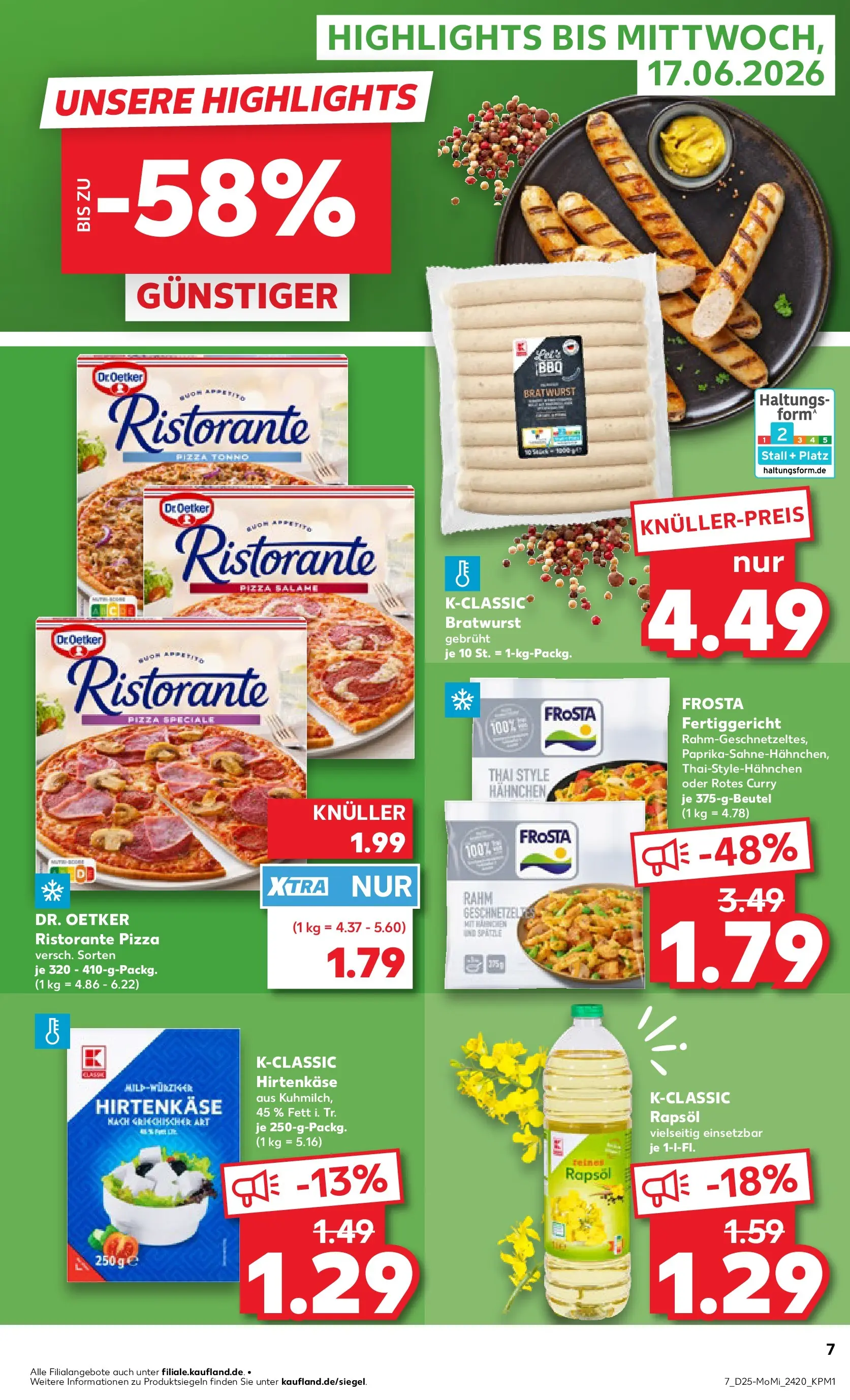 Prospekt Kaufland ab 14.06.2026 ยป Angebote und Werbung Online | Seite: 7 | Produkte: Ristorante, Hahnchen, Rapsรถl, Pizza Prospekt Kaufland ab 14.06.2026 ยป Angebote Online zum Blรคttern | Seite: 7 | Produkte: Ristorante, Hahnchen, Rapsรถl, Pizza