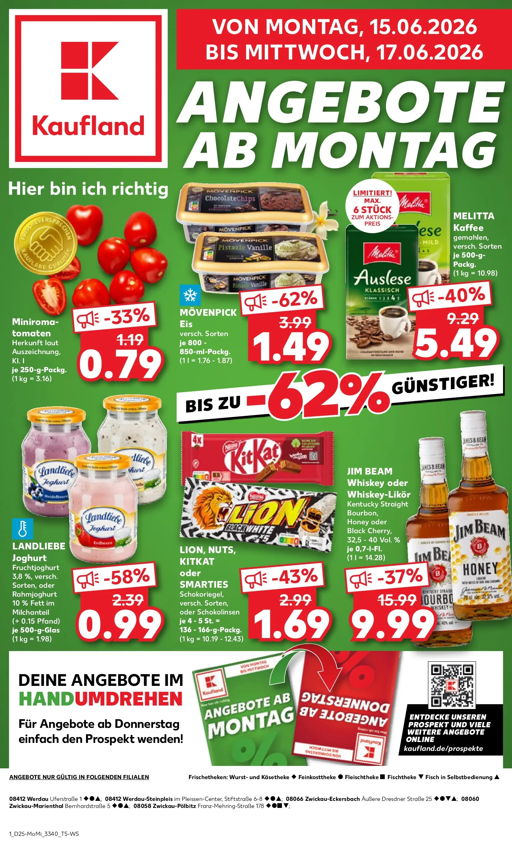 Prospekt Kaufland ab 14.06.2026 » Angebote Online zum Blättern | Seite: 1 | Produkte: Kaffee, Smarties, Movenpick eis, Landliebe joghurt