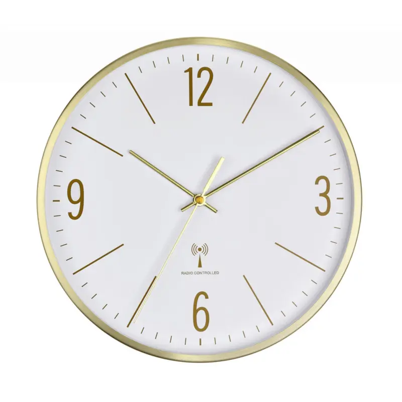 Funkuhr Wanduhr Wei&szlig;/Goldfarben