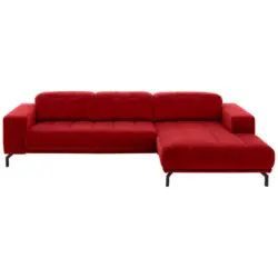 Ecksofa in Velours Rot 293/195 cm