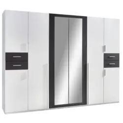 Dreht&uuml;renschrank in Graphitfarben, Wei&szlig;
