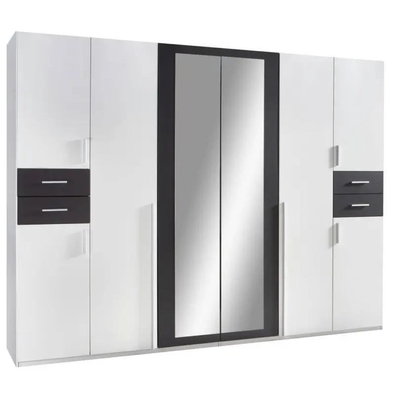 Dreht&uuml;renschrank in Graphitfarben, Wei&szlig;