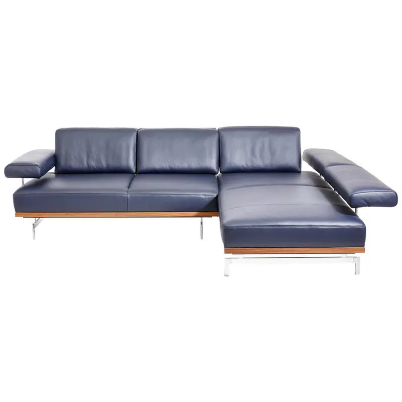 Ecksofa in Echtleder Blau 295/237 cm