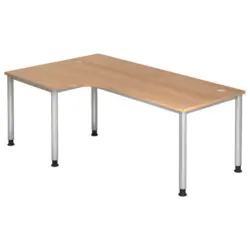 Eckschreibtisch 200/120/68-76 cm Eichefarben h&ouml;henverstellbar, seitenverkehrt montierbar