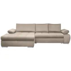 Ecksofa in Flachgewebe Beige 173/294 cm
