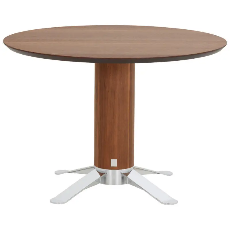 Esstisch 110/110/77 cm Echtholz Holz, Metall rund Nussbaumfarben, Chromfarben