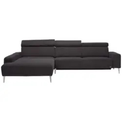 Ecksofa in Webstoff Dunkelbraun 205/308 cm