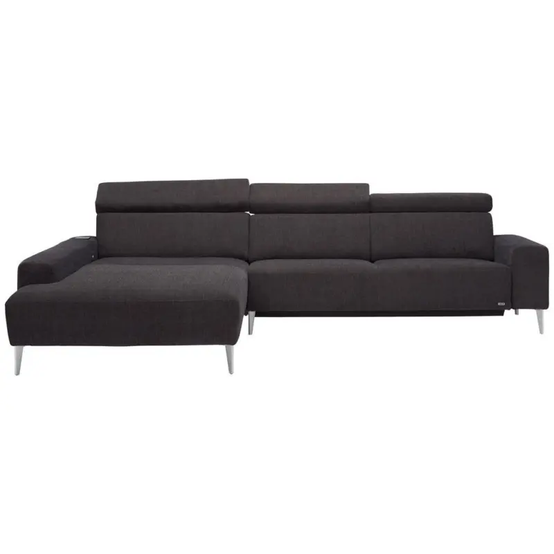 Ecksofa in Webstoff Dunkelbraun 205/308 cm