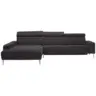 Ecksofa 205/308 cm in Webstoff Dunkelbraun R&uuml;cken echt, Kopfteilverstellung 205/308 cm