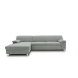 Ecksofa in Webstoff Silberfarben 150/252 cm
