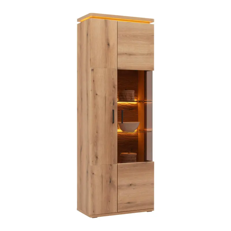 Vitrine Alameda Eichefarben inkl. Oberbodenbeleuchtung