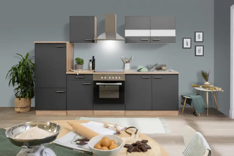 K&uuml;chenleerblock LBKB270ESG Grau/Eiche ca. 270 cm