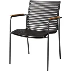Stapelstuhl in Kunststoff Anthrazit, Schwarz, Teakfarben
