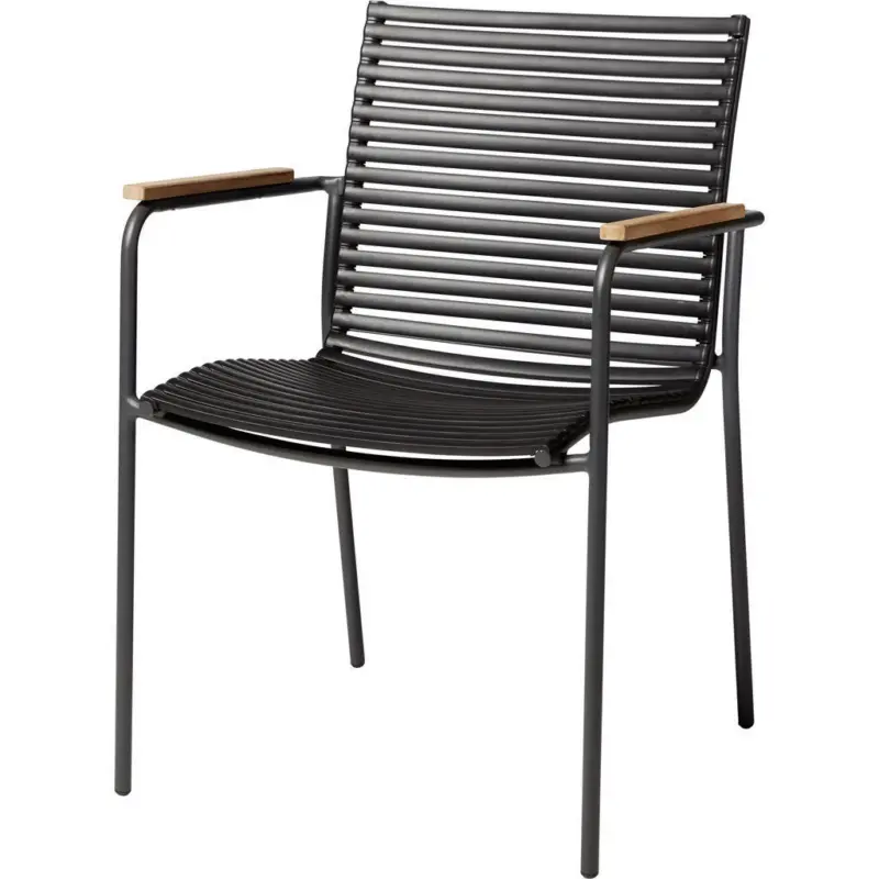 Stapelstuhl in Kunststoff Anthrazit, Schwarz, Teakfarben