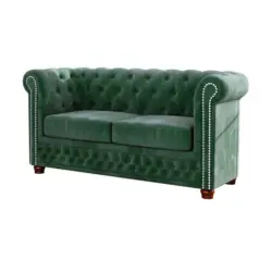 Chesterfield-Sofa 2-sitzer Lauren Flasche gr&uuml;n Samt
