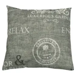 Outdoor-Kissen in Grau, Wei&szlig;, Hellgrau Schriftzug 48/48 cm