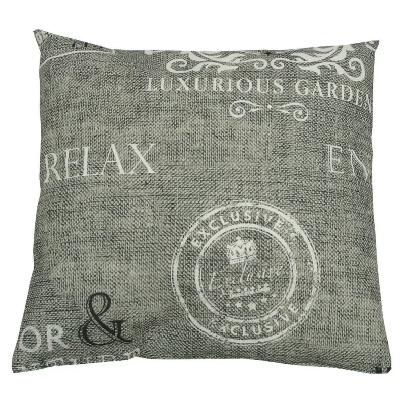Outdoor-Kissen in Grau, Wei&szlig;, Hellgrau Schriftzug 48/48 cm