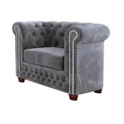 Chesterfield-Sessel Lauren Grau Samt