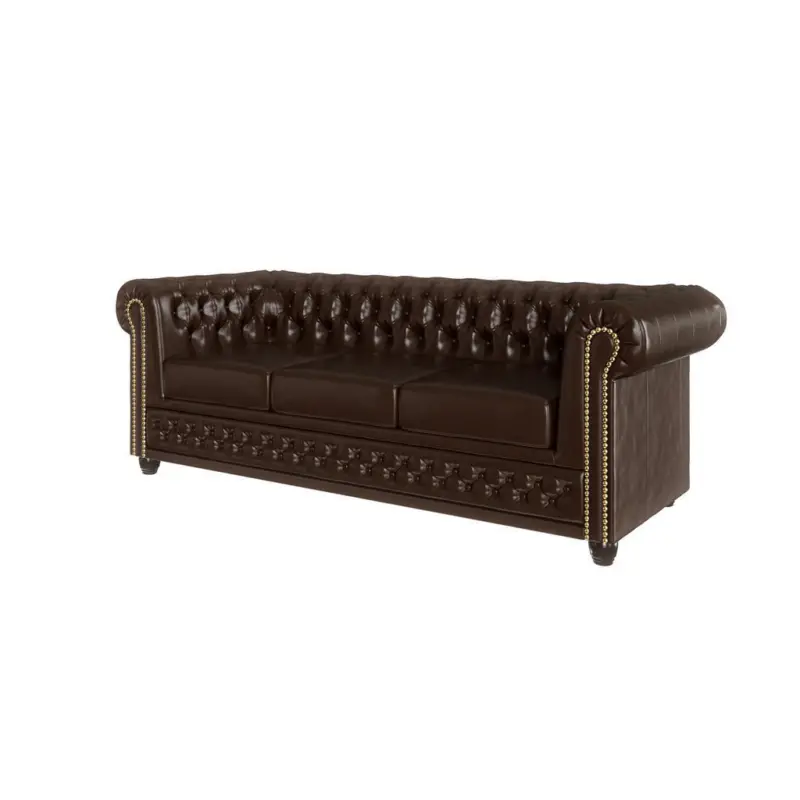 Chesterfield-Sofa 3-sitzer Morin Braun vegan Leder