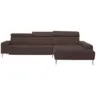 Ecksofa 308/205 cm in Webstoff Braun R&uuml;cken echt, Kopfteilverstellung 308/205 cm