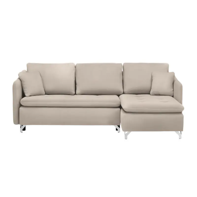 Ecksofa in Flachgewebe Creme 223/146 cm